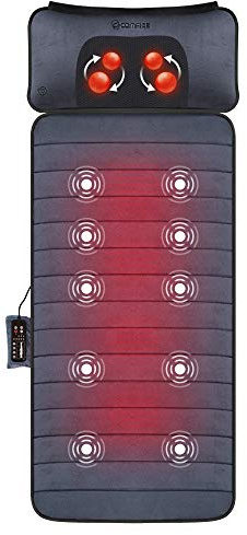 COMFIER Full Body Massage Mat with Movable Neck Pillow, Back Massager with 10 Vibrating Motors & 4 Heat Level, Back Massage Pad, Mothers Day Gifts for Mom