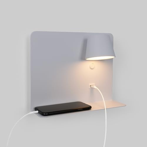 B·LED BARCELONA LED - Aplique de pared para lectura con puerto USB BASKOP - 6W - Luz derecha