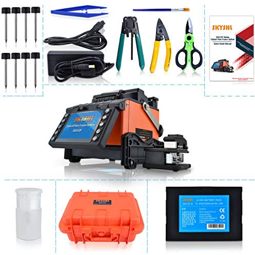 SKYSHL Soldadura Empalmadora De Fibra Optica de Alineación del Núcleo (Con electrodos de 4 pares) FTTH Fiber Fusion Splicer Splicing Machine Fusionadora de Fibra Optica para SM MM DS NZDS (SS413F)