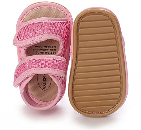 E-FAK Baby Boys Girls Summer Sandals Closed-Toe Non-Slip Rubber Sole Toddler Infant First Walker Shoes(0-6 Months Infant,01 Pink)