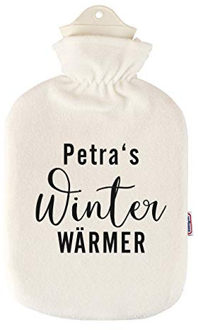 Herz & Heim® personalisierte Wärmflasche mit waschbaren Bezug - verschiedene Designs - perfekte Geschenkidee (Winterwärmer)