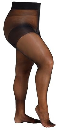 Camano Damen Strumpfhose 20 DEN Curvy große Größen reißfest seidenmatt extra breiter Komfortbund druckfrei 3D ringelfrei verstärkter Fuß 1er Pack 52/54 black