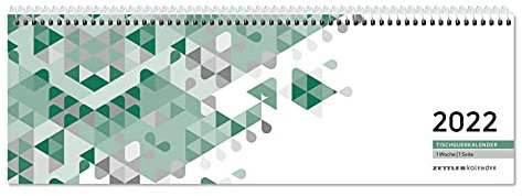 Tischquerkalender grün 1W/1S 2022 - 29,6x9,9 cm - 1 Woche auf 1 Seite - Bürokalender mit 60 Seiten - Stundeneinteilung 7 - 19 Uhr - 146-0013: 1W/1S grünBürokalender - 1 Woche 1 Seite -