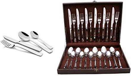 Risecollection | Acero Inoxidable Cubiertos Conjunto, Conjunto De 24, Plata Cocina-Ley-4010