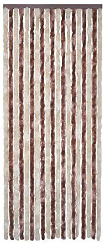 Tidyard Tenda per Porta con Protezione dagli Insetti,Tenda Ciniglia da Sole,Tende a Fili per Esterno,90 x 200 cm,Beige e Marrone Chiaro