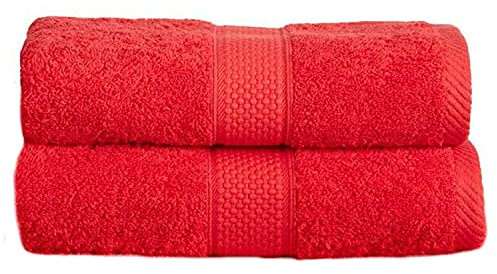 Sue Rossi Ltd 100% Turkish Cotton Guest Towels Hand Kitchen Towel Face Cloth 40 x 60 cm Pack Of 2 Twin Set (Red)