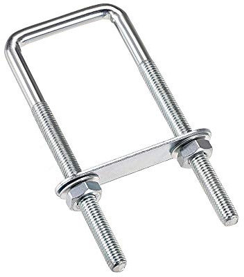 sourcing map 2 Stück M8 Vierkant U-Bolzen Quadratische Bügelbolzen Bügelschrauben 40mm Innenbreite 120mm Länge mit Mutternrahmen und Befestigungselementen, Kohlenstoffstahl