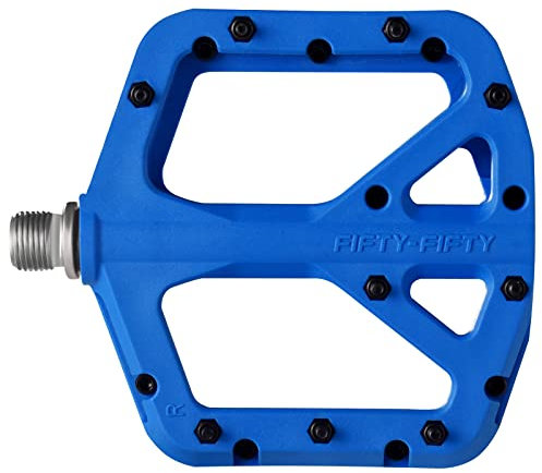 FIFTY-FIFTY Fahrradpedale, Nylon Composite MTB Pedale, rutschfest Mountainbike Pedale, 9/16 Zoll Flat Pedal MTB für All Mountain, Enduro, Downhill, E-Bike (Blau)
