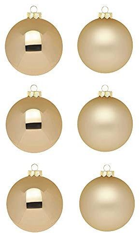 Inge Glas Weihnachtskugeln | Schöne Christbaumkugeln aus Glas | 30 Kugeln in Karton-Box | Christbaumschmuck Weihnachtsbaumschmuck Weihnachtsbaumkugeln (Brokatgold | Gold Glanz/matt)