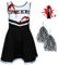 REDSTAR Cheerleader Kostüm Kinder mit Pompons in Schwarz oder Rot – Perfekt für Karneval, Fasching & Tanzaufführungen