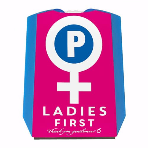 Venussymbol Ladies First Parkscheibe in Rosa-Weiß mit 2 Einkaufswagenchips Eiskratzer Wasserabstreifer und Einkaufswagen-Chips Ladies parken Auto Parkplatz Parkhaus