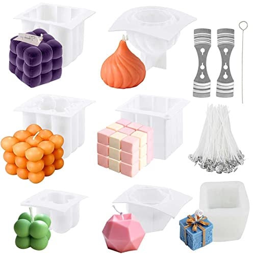 Trhillsbrad 7 Stück Kerzenformen Zum Gießen,Kerzen Selber Machen Set 3D DIY Kerzenform Silikon Bubble Kerzen Kit Kerzen Formen silikon als Heimdekorationen mit, Scented Candle, DIY Duftkerze, Seife