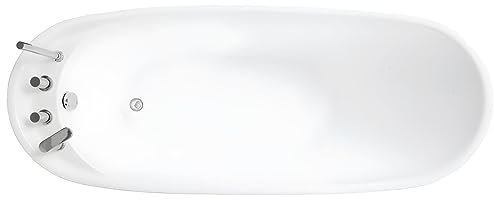 Vente-unique - Baignoire îlot NATALIA avec robinetterie - 220L - L150 x P75 x H70cm - Noire