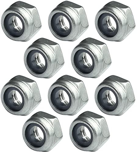 AERZETIX - C49566 - Set di 10 dadi esagonali di bloccaggio M5 Ø esterno 8mm - in acciaio inossidabile A2 - dadi autobloccanti con anello in nylon