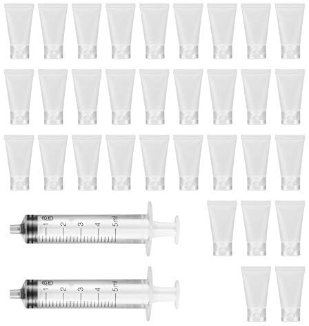 Yibaijia 32 Stück Leere Kosmetik Lipgloss Tuben Behälter, 30ml Nachfüllbare Kosmetikflaschen Sets zum Befüllenfür Duschgel, Lipgloss, Lippenbalsam