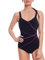 Veranobreeze Maillot de Bain pour Femmes Costume de Bain Une pièce Noir Maillot de Bain athlétique Maillot de Bain Modeste (Violet & Orange, EU38)