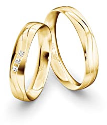 JC Trauringe Gold 333 Gelbgold Paarpreis Poliert I Partnerringe mit Gravur in edler Schatulle I 2 Hochzeitsringe Herrenring ohne & Damenring mit Steinen I ICT24