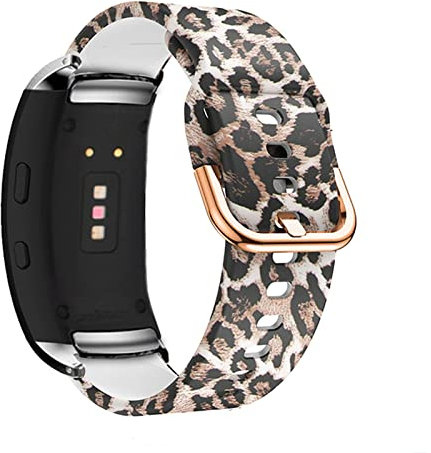 Silikon Armbänder Für Samsung Gear fit 2 Pro/Gear Fit 2 Ersatzband Für Damen Frauen Herren Muster Sport Armband mit Kompatibel mit Galaxy Gear fit 2/ Gear Fit 2 Pro (Leopardenmuster)