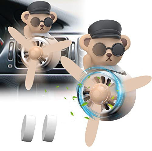 Usper Bär Auto Lufterfrischer, Süßer Auto Aromatherapie Car Diffusor Lufterfrischer Rotierender Propeller, Luftauslass Luftentlüftung Ornament Autozubehör Bären Pilot Parfüm für Autos