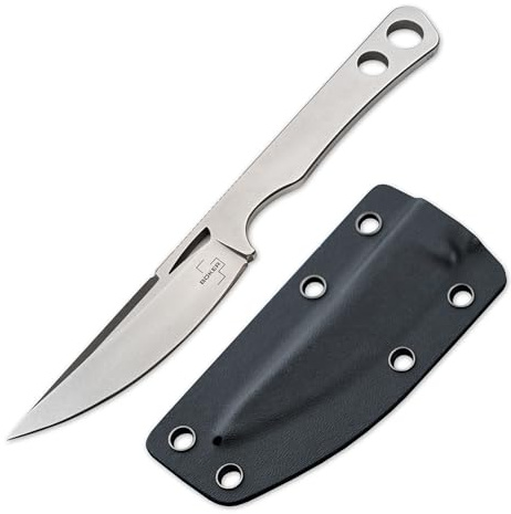 BÖKER PLUS® Gekai Full Metal Knife - feststehendes Vollmetall-Messer mit Kydex Scheide & Gürtel-Adapter - minimalistisches Ganzstahl-Messer - Droppoint Gürtelmesser mit feststehender D2 Klinge