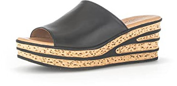 Gabor Damen Pantoletten, Frauen Slipper,Best Fitting,sommerclogs,Slip-ons,Hochfront-Slipper,Keilabsatz,Wedge-Sohle,Slides,schwarz,40.5 EU / 7 UK