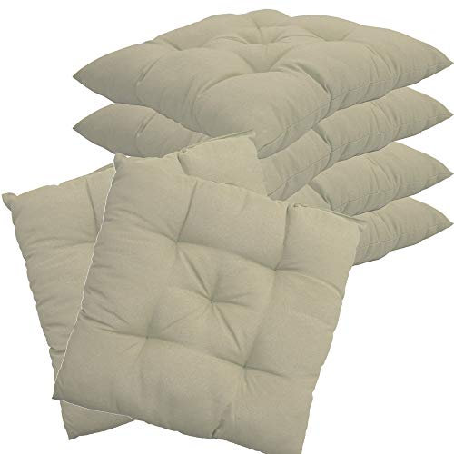 NYVI Stuhlkissen 38x38 cm ComfySeat Ecru 6er Set - Sitzkissen mit 6 cm Comfort Sitzpolster - Indoor & Outdoor - Gartenstuhlkissen aus Baumwoll-Mischgewebe - ÖkoTex 100