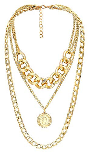 Women Necklaces Pendants for Easter Days Lock Necklace Padlock Curb Gold Locket Chain Chunky Silver Pendant Layering Necklaces Pendants Letters Necklace (Gold, One Size)