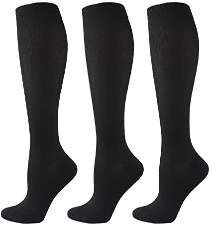 HYCOPROT 3 Paar Kompressionsstrümpfe für Damen und Herren, Kompressionssocken Stützstrümpfe 15-20 mmHg laufstrümpfe kompression für Fitness, Flug, Sport, Laufen, Radsport, Reise