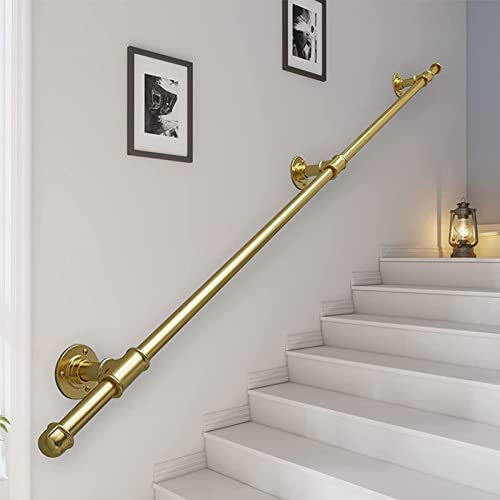 ZHENTHE Corrimano in Oro Vintage 1ft-20ft, Ferro battuto e acciaio zincato, Kit di aste di Supporto per ringhiere per ringhiere, Tubo in Acciaio zincato Industriale Corrimano per Sca