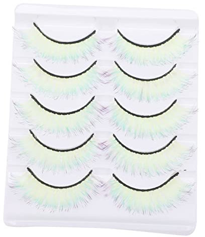 Lurrose 5 Paires Cils 3d Cosplay Faux Cils Extensions De Cils Fluo Cils Fluorescents Colorés Cils D'halloween Dramatiques Faux Cils Colorés Imitation Provisions Manquer Briller