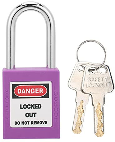 38 mm Sicherheitsvorhängeschloss, 1 teiliges Lockout Tagout Schlösser Im Shell Design mit Wiederbeschreibbarem Etikett, Schließfachschloss mit 2 Schlüsseln für Chemische, Elektrische (Lila)