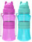 Sigdio 2 Pièces Gourde Enfants avec Paille garçon fille Anti fuite sans BPA Bouteille d'eau Enfant 1 2 3 4 5 Ans pour Maternelle, École et Activités extérieure (Bleu clair et Violet)