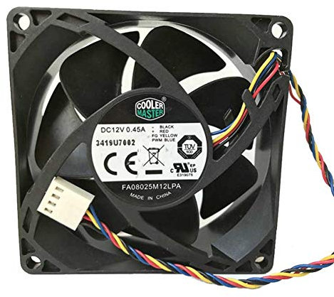 Case fan FA08025M12LPA,Temperature control CPU fan 8025 FA08025M12LPA 12V 0.45A, 4-wire PWM silent fan for 80mmx80mmx25mm