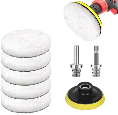 8 Stück Polieraufsatz Akkuschrauber 125mm Polierteller, Polierpad Kratzer Entferner Auto Polierschwamm, Auto Poliermaschine Set Polierpads 125mm Rundadapter, Klettverschluss, Leicht Austauschbar