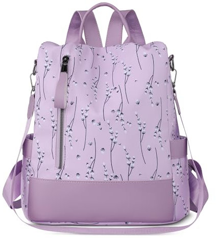 SODOLLEE Donna Zaino Antifurto Casuale Signora Zainetto Tasche Multiple Zaini Borse a Tracolla Impermeabile Poliestere Backpack Lavoro Università Viaggio Daypack Viola