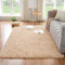 CHOSHOME Teppich Wohnzimmer Beige Schlafzimmer Teppiche Modern Flauschig Weich Teppich Wohnzimmer Läufer Carpet Langflor Shaggy Einfarbig Bettvorleger Anti-Rutsch Unterseite Teppiche 150x240CM