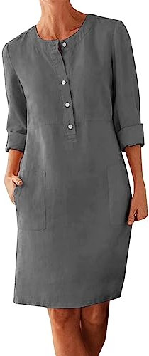 Cocila Abito Lungo Cotone Estivo Abito Corto Rosa Cipria Abiti Cerimonia Donna Manica Corta Vestito Velluto Manica Lunga Abiti Eleganti 2023 Donna Vestito Nero Corto Ragazza (GY2, XL)