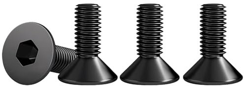 Drenky Viti a testa svasata, 25 pezzi, M6 x 12 mm, in acciaio inox V2A VA A2, con esagono incassato DIN 7991/ISO 10642, viti filettate antiruggine, nero, filettatura metrica regolare