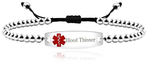 Uloveido Einstellbares Medizinisches Alarm-ID-Armband für Männer und Frauen, Notfall-Erste-Hilfe-Armband Y4301 - Rot