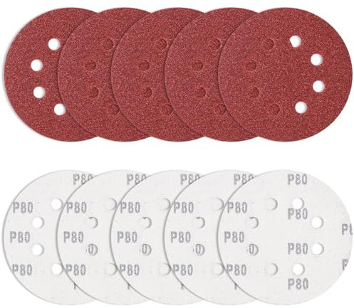 10 Stück Schleifpapier 125mm Klett 80 Körnung, Bolatus Schleifscheiben Rund Exzenterschleifer 8 Loch Schleifblätter für Entgraten und Schleifen von Lötpunkten