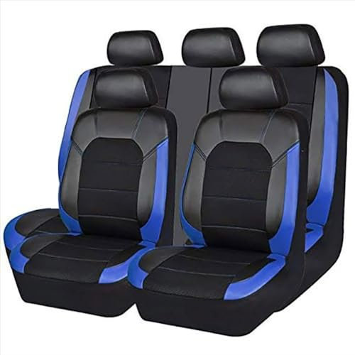 Autositzbezüge für Dacia Jogger 2022-2024, Sitzbezüge Auto PU Leder Schonbezüge Set Vordersite und Rücksitze Sitzschoner Wasserdicht Zubehör,A/Black-Blue