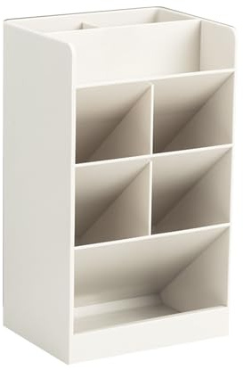 LetCart Stifthalter, Vielseitig Einsetzbar, Großes Fassungsvermögen, Modernes, Einfaches, Schräges Design, 5 Fächer, Stiftehalter Für Zuhause, Schule, Büro(Beige)