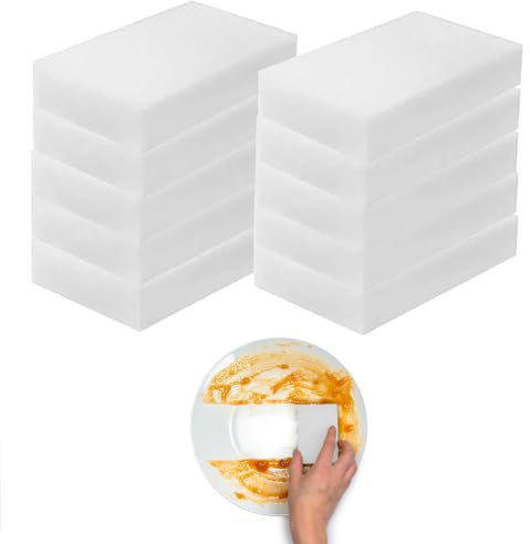 Set 10 Spugne Toglimacchia - Kit 10 Spugne Magiche Elimina Macchie per ogni Tipo di Superficie, 10x6.40x2.50cm, Bianco