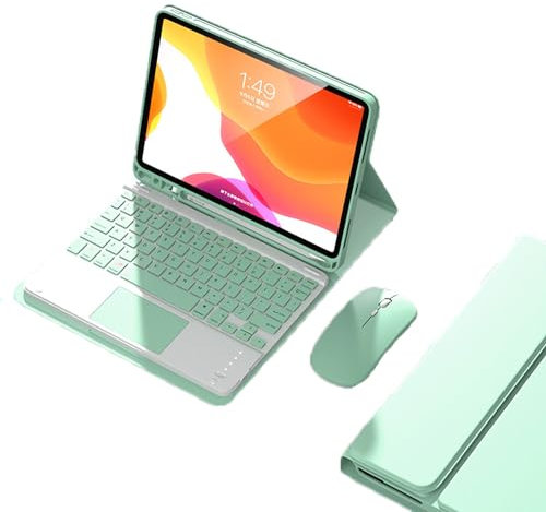 EHLCYS Étui avec Clavier Tactile pour Samsung Galaxy Tab A7 10,4 Modèle 2020 SM-T500/T505/T507, Clavier Bluetooth sans Fil Détachable Magnétique, Coque Arrière en TPU Souple Ultra Fine,Mint Green