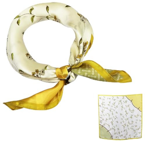 ZhaoCo Foulard Carré en 100% Soie de Mûrier, 53 x 53cm Petit Chaude Léger Écharpe Bandana en Satin pour Femmes - 030A