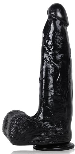 33 cm gode xxl réaliste large avec Tige épaisse, 7 cm Diamètre Noir Godemichets Enorme avec ventouse puissante, jeu anal mains libres, gode anal sex toy stimulateur du point G pour homme femme gay