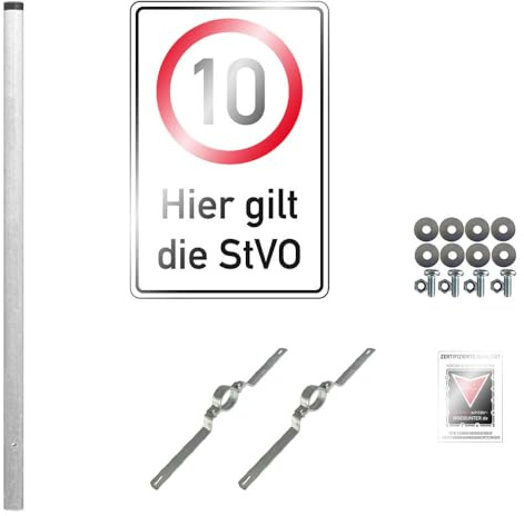 TMS PRO SHOP Parkplatz Kombischild Komplett-Set, 10 kmh, hier gilt die StVO, Alu, 60 x 90 cm, Art.-Nr. 610617