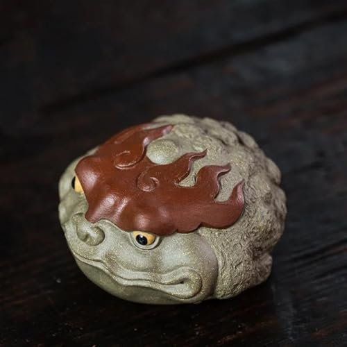 GALSOR Teeservice Für Erwachsene Chinesische Yixing Handgemachte Lila Ton Tee Haustier Tee-Set Dekore Glück Geld Kann Erhöhen Goldene Kröte Statue Ornamente Teekanne Teeservice