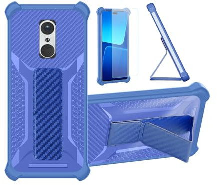Aroepurt Hülle Für Emporia Smart 3 Hülle Case Handyhülle Schutzhülle Cover [mit gehärtetem Glas-Screen-Protector] Hybrid [Folding Support Magnetic] [Frosted Anti-Fingerprint] Blau