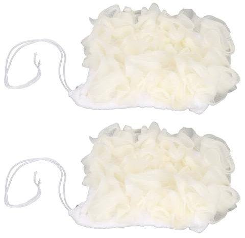 2 Pièces Boule de Douche Exfoliante, éponge de Serviette de Bain Exfoliante, éponge de Gant de Toilette 2 en 1, Boule de Douche de Lavage du Visage, Bouffées de Douche en Maille